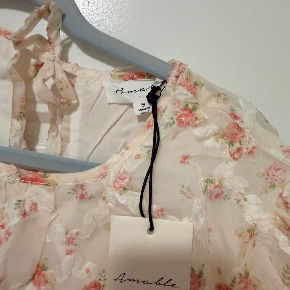 NWT! Mable Estella Puff Sleeve Floral Dress - Picture 5 of 8